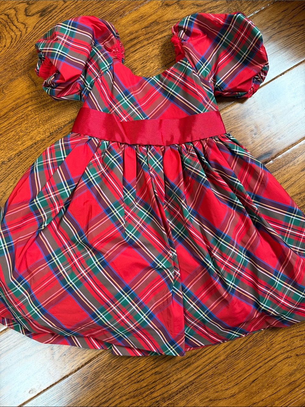 Red Plaid Holiday Dress for Kids -